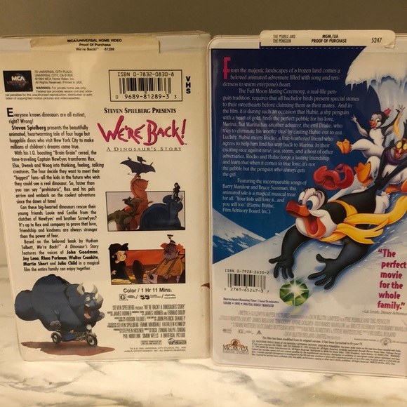 Vintage VHS Kids Movies Bundle: "We're Back!" & "The Pebble and the Penguin" - Picture 4 of 4